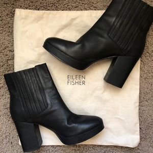 Eileen Fisher Black Leather Boots